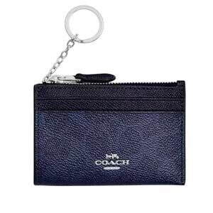 COACH MINI SKINNY ID CASE METALLIC BLUE/PURPLE NWT